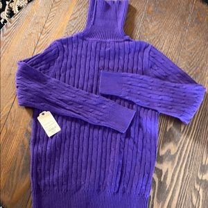 St John’s Bay  cable turtle necks. Brown & Purple.